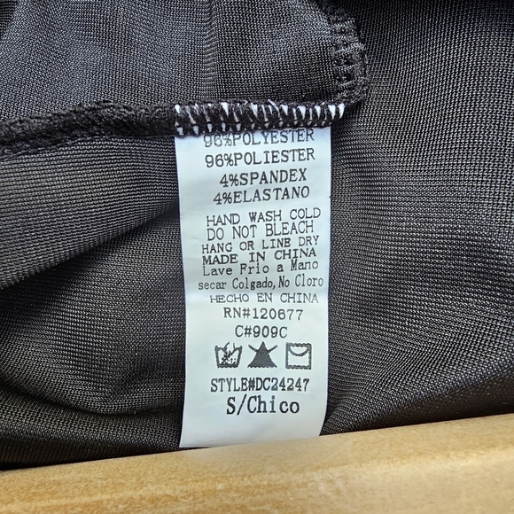 Black Lace Chemise Slip with Sheer Top and Solid Bottom, Size Extra Small - Picture 10 of 10